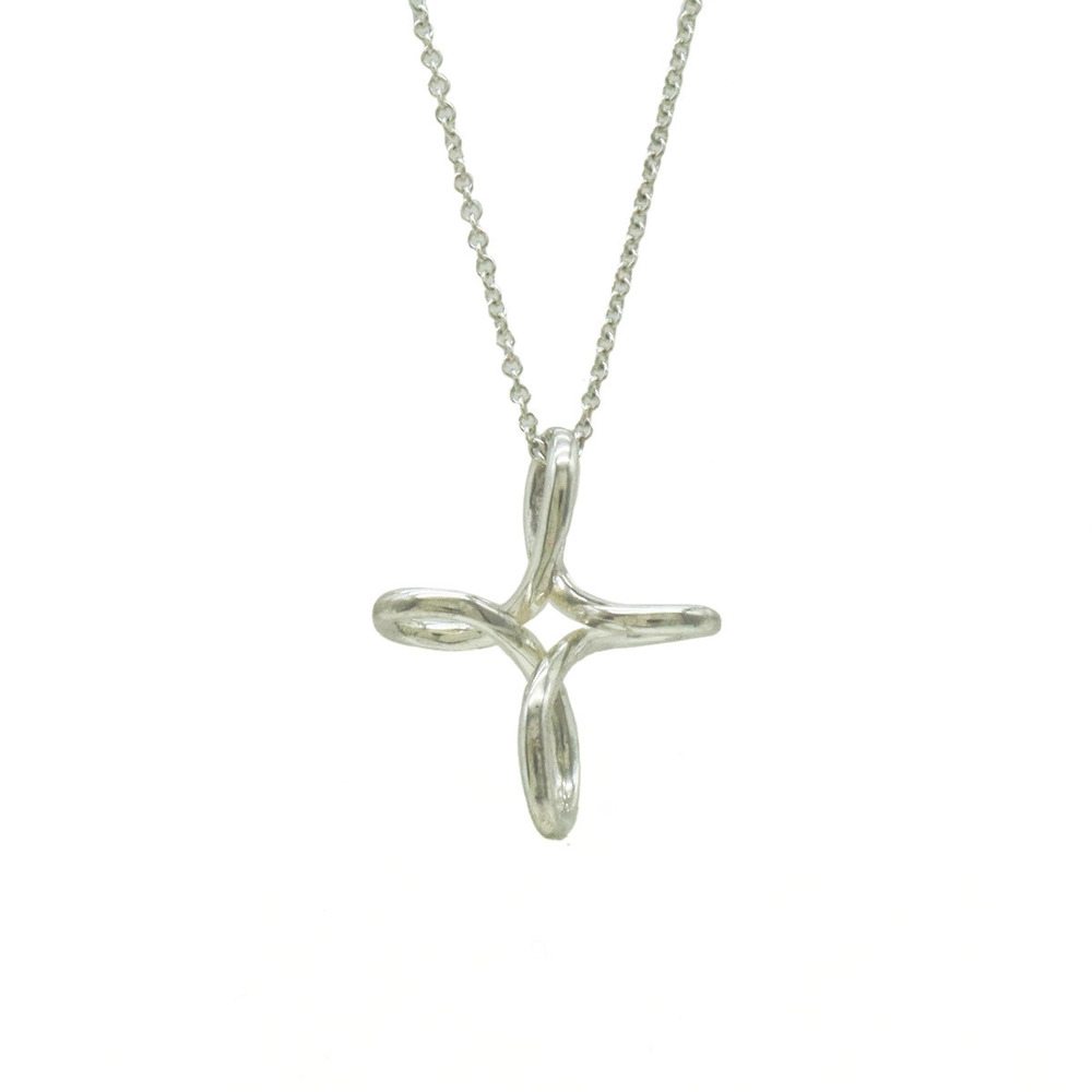 Tiffany Co Elsa Peretti Infinity Cross Necklace Pendant Sterling Silver